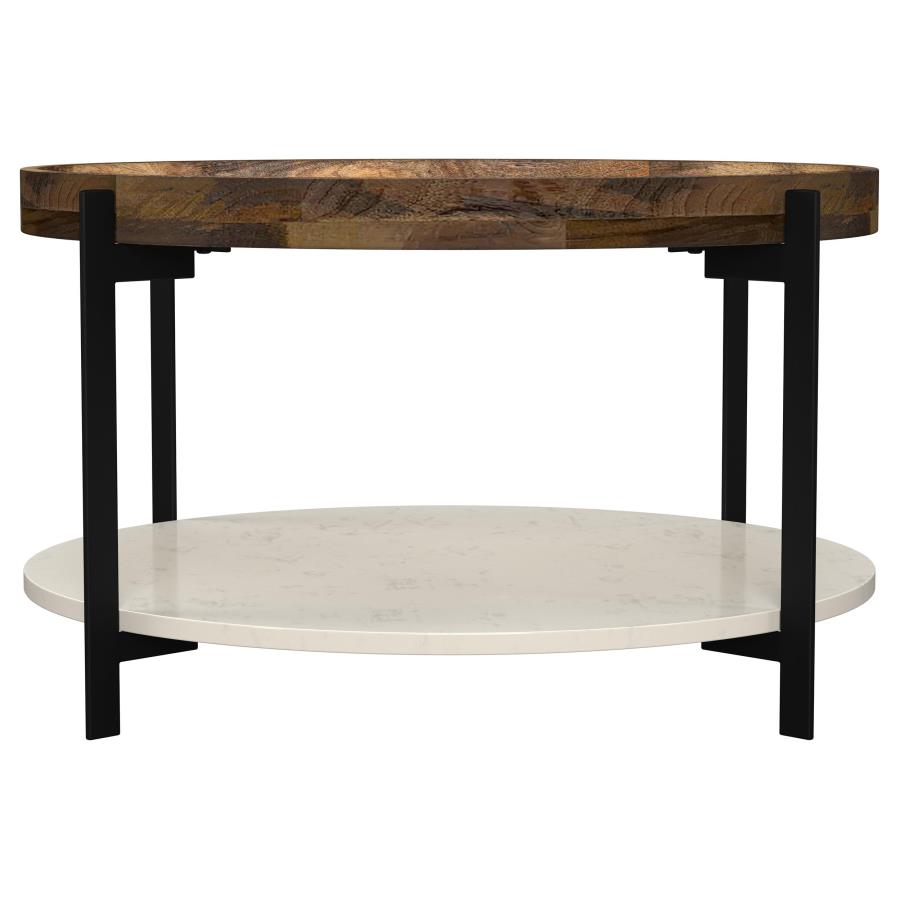 (image for) Adhvik Round Wood Top Marble Shelf Coffee Table Natural