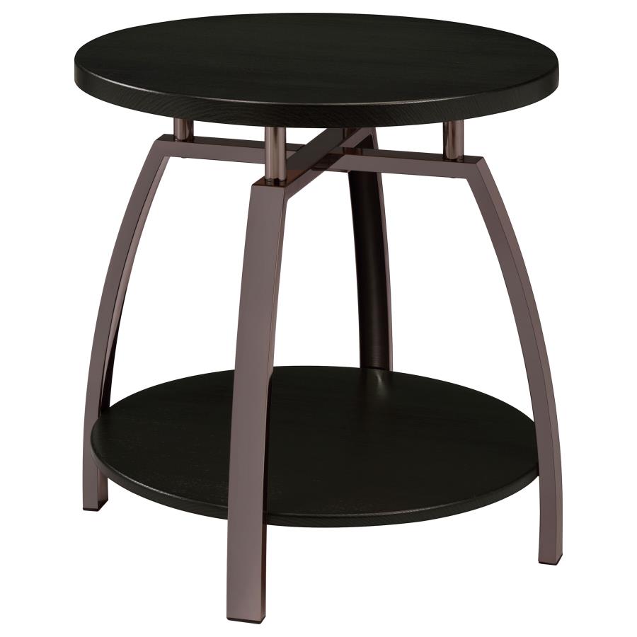 (image for) Dacre Round Engineered Wood Top Side End Table Dark Grey - Click Image to Close