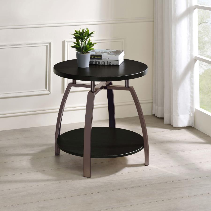 (image for) Dacre Round Engineered Wood Top Side End Table Dark Grey