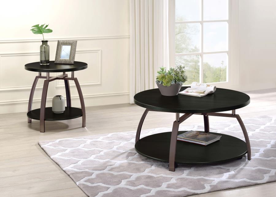 (image for) Dacre Round Engineered Wood Top Side End Table Dark Grey