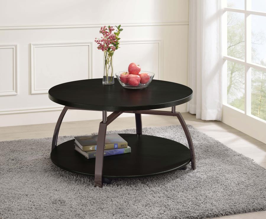 (image for) Dacre Round Engineered Wood Top Coffee Table Dark Grey