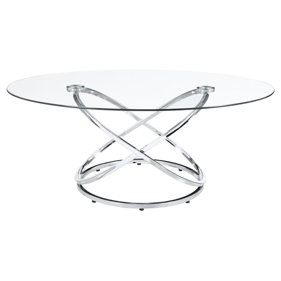 (image for) Warren 3-piece Oval Glass Top Coffee Table Set Chrome