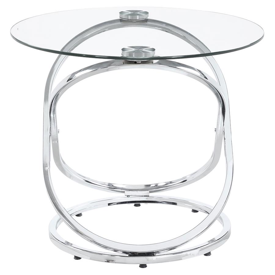 (image for) Warren 3-piece Oval Glass Top Coffee Table Set Chrome