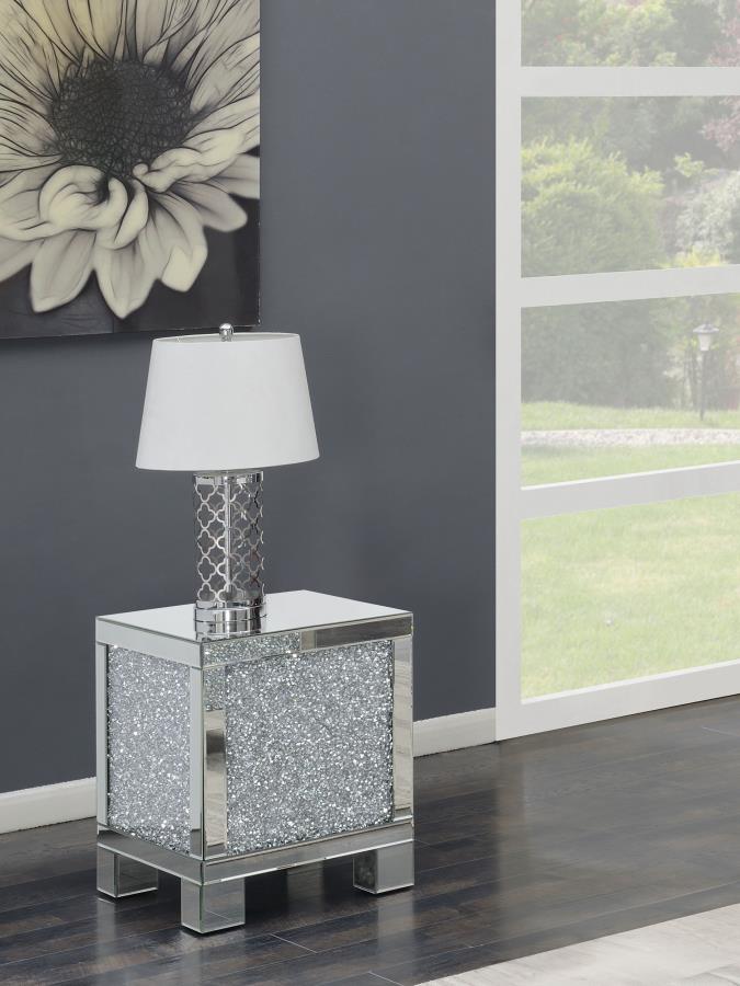 (image for) Gillian Rectangular Mirrored Acrylic Side End Table Silver