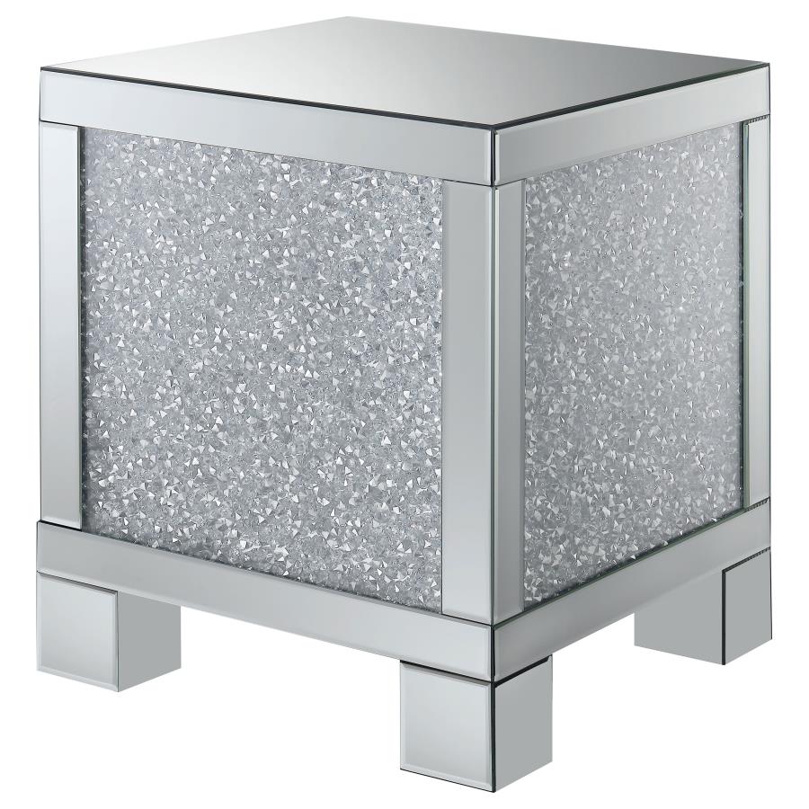 (image for) Gillian Rectangular Mirrored Acrylic Side End Table Silver