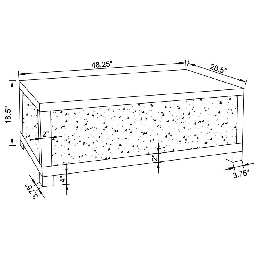 (image for) Gillian Rectangular Mirrored Acrylic Coffee Table Silver