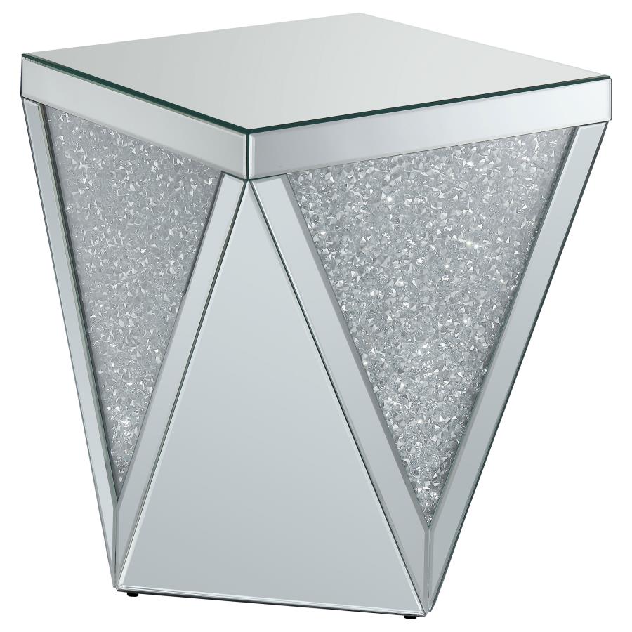 (image for) Amore Square Mirrored Acrylic Crystal Side End Table Silver