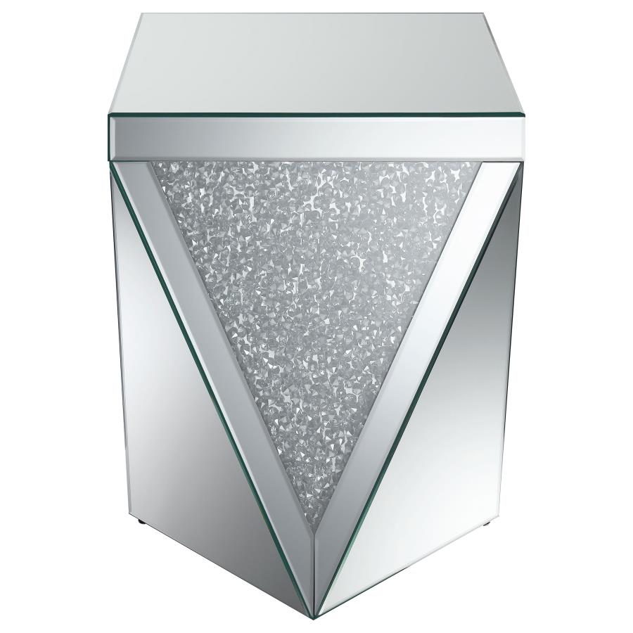 (image for) Amore Square Mirrored Acrylic Crystal Side End Table Silver