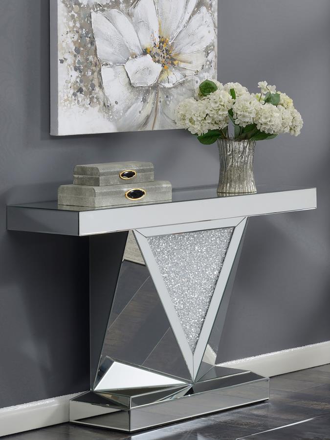 (image for) Amore Mirrored Acrylic Entryway Sofa Console Table Silver