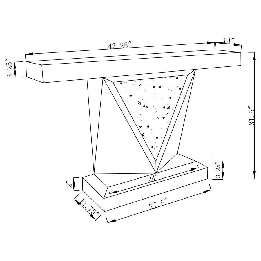 (image for) Amore Mirrored Acrylic Entryway Sofa Console Table Silver