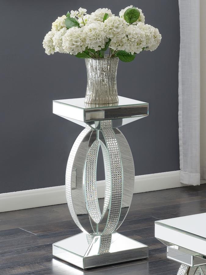 (image for) Amalia Square Mirrored Acrylic Crystal Side End Table Silver