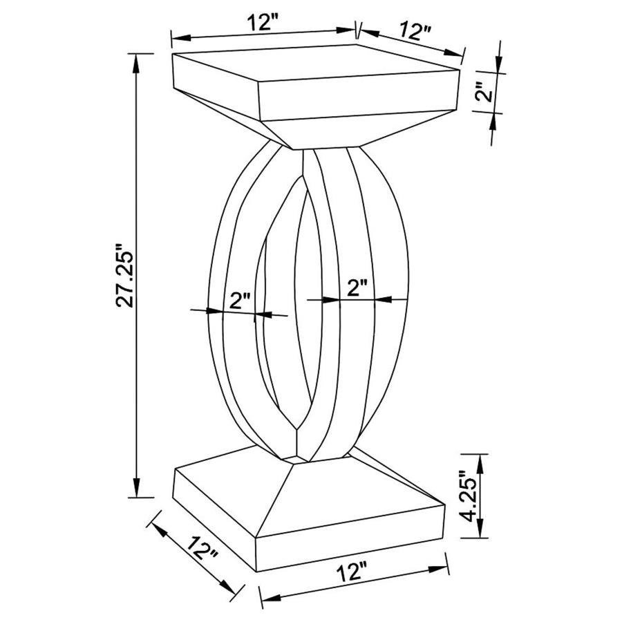 (image for) Amalia Square Mirrored Acrylic Crystal Side End Table Silver