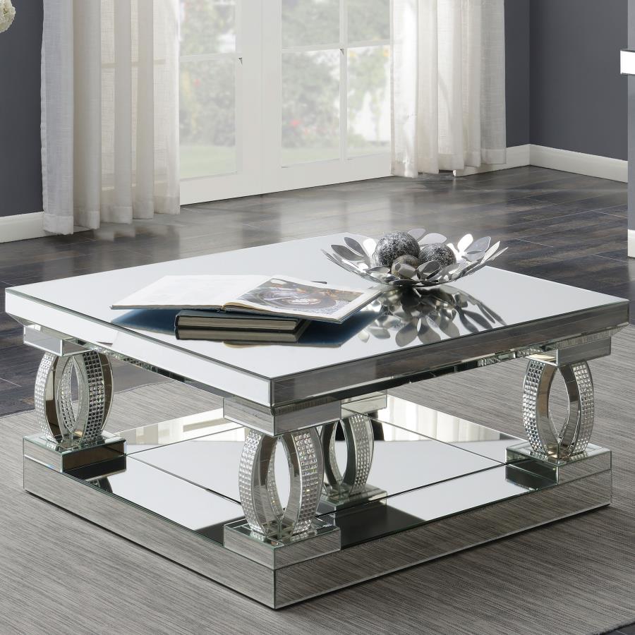 (image for) Amalia Square Mirrored Acrylic Crystal Coffee Table Silver