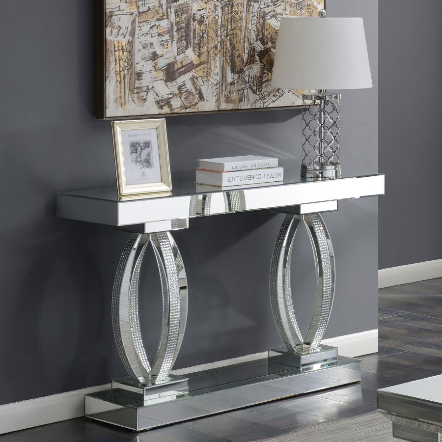 (image for) Amalia Mirrored Acrylic Entryway Sofa Console Table Silver