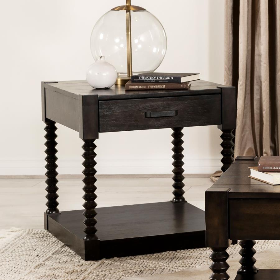 (image for) Meredith 1-drawer Rectangular Side End Table Coffee Bean