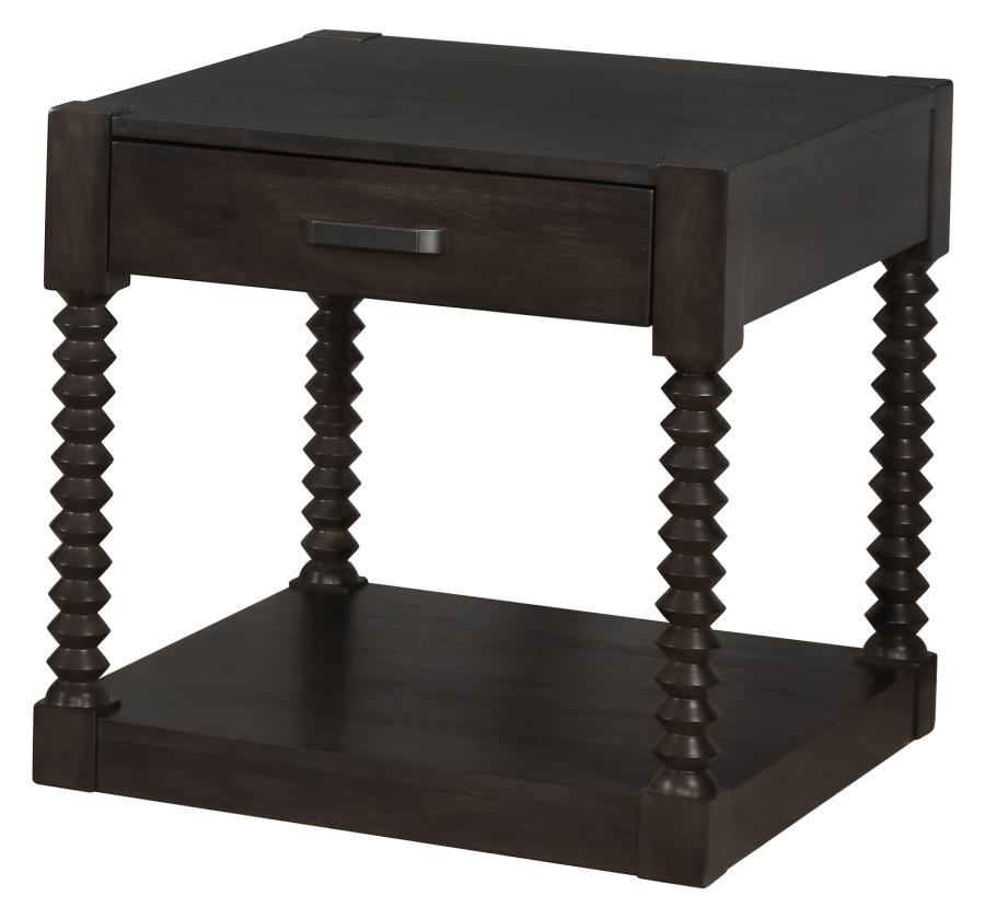 (image for) Meredith 1-drawer Rectangular Side End Table Coffee Bean