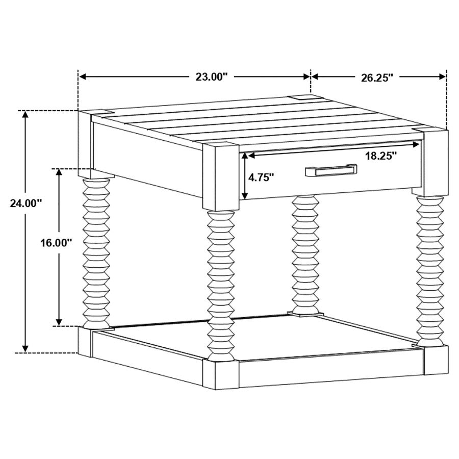 (image for) Meredith 1-drawer Rectangular Side End Table Coffee Bean