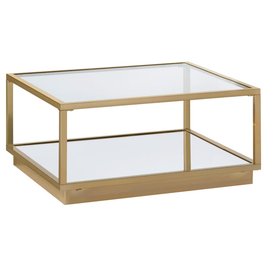 (image for) Renee 2-piece Square Coffee Table Set Rose Brass