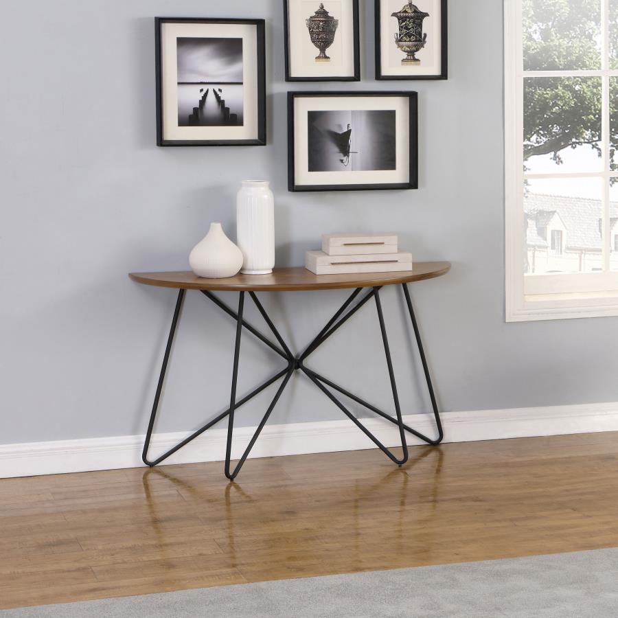 (image for) Brinnon Semicircle Console Table Dark Brown and Black