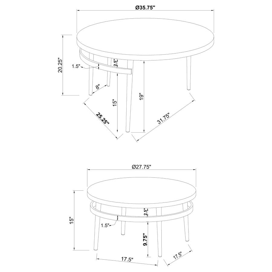 (image for) Avilla 2-piece Round Marble Top Coffee Table Set White