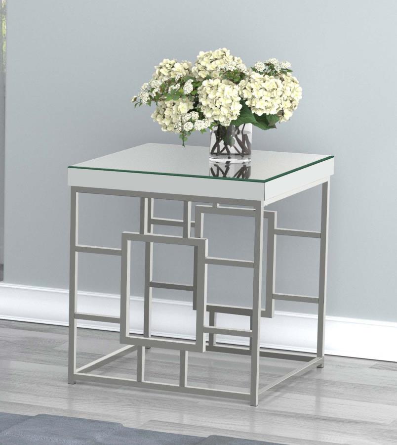 (image for) Dafina Square Mirrored Top Side End Table Chrome