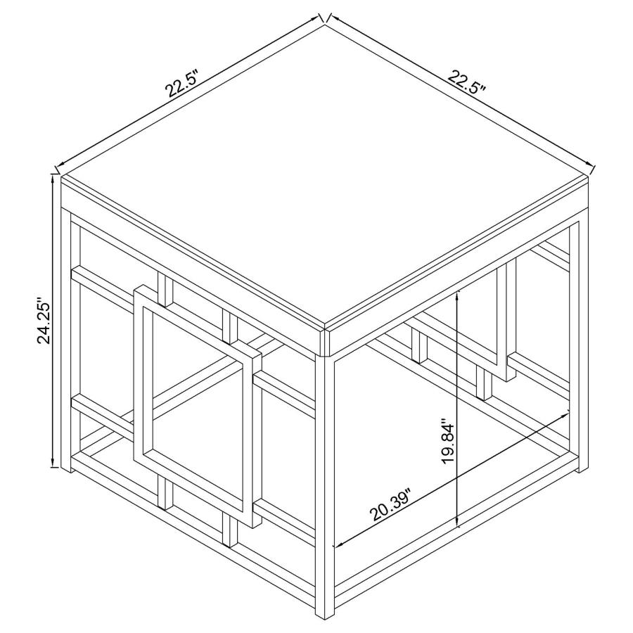 (image for) Dafina Square Mirrored Top Side End Table Chrome