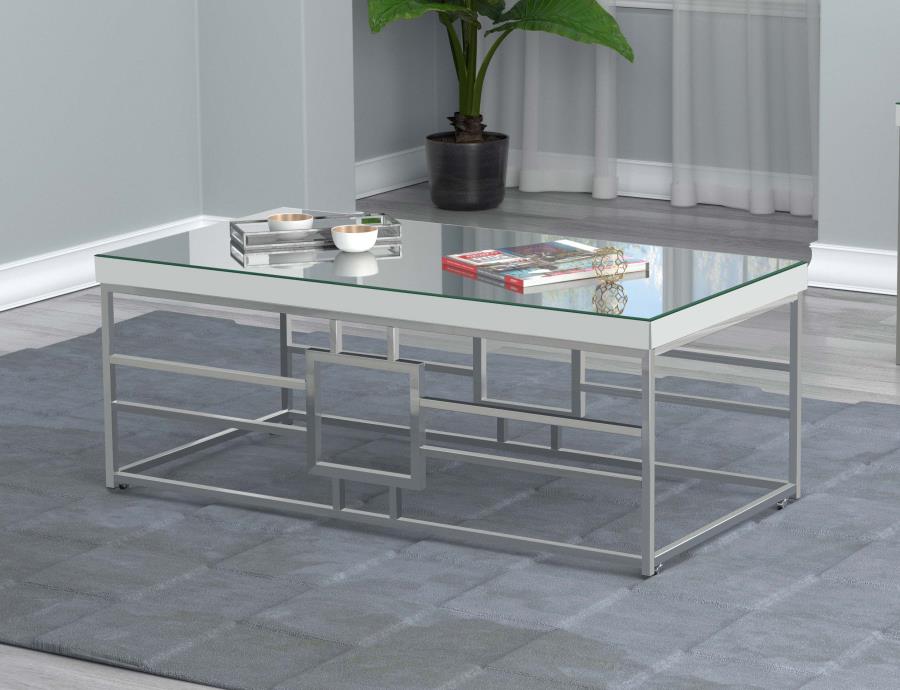 (image for) Dafina Rectangular Mirrored Top Coffee Table Chrome