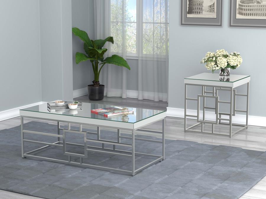 (image for) Dafina Rectangular Mirrored Top Coffee Table Chrome