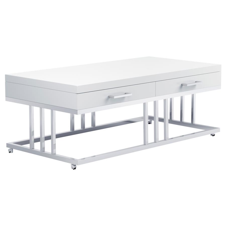 (image for) Dalya 2-drawer Rectangular Coffee Table White High Gloss