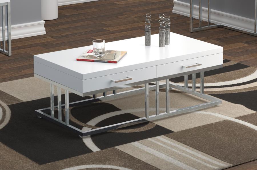 (image for) Dalya 2-drawer Rectangular Coffee Table White High Gloss