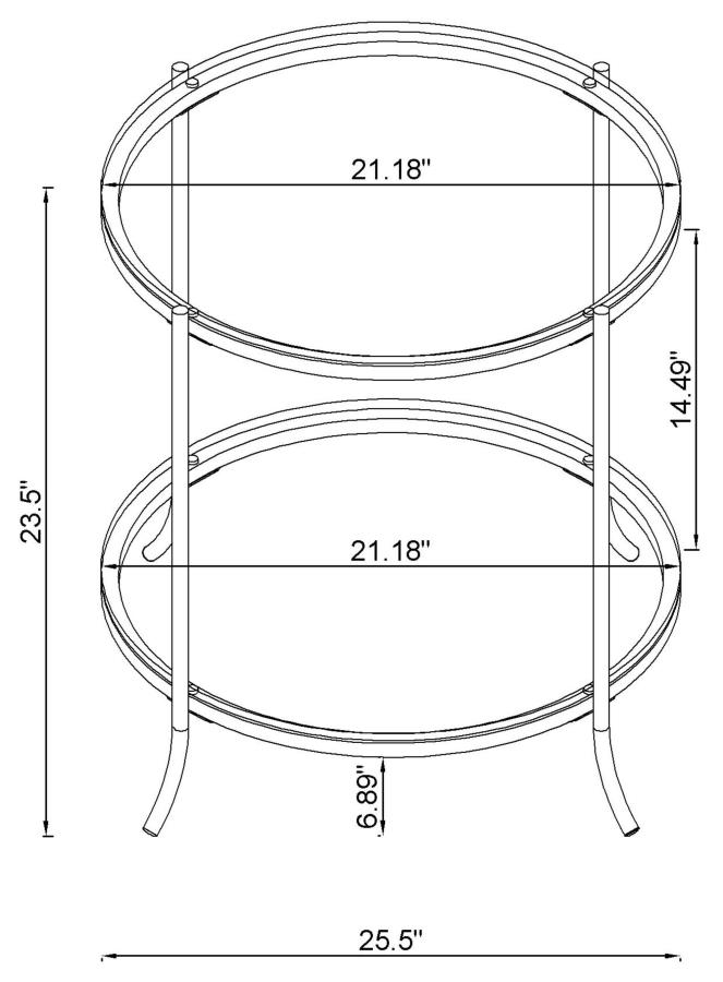 (image for) Laurie 1-shelf Glass Top Round Side End Table Black Nickel