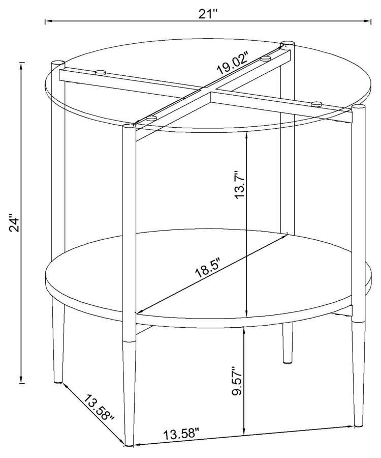 (image for) Cadee Round Glass Top End Table White and Chrome