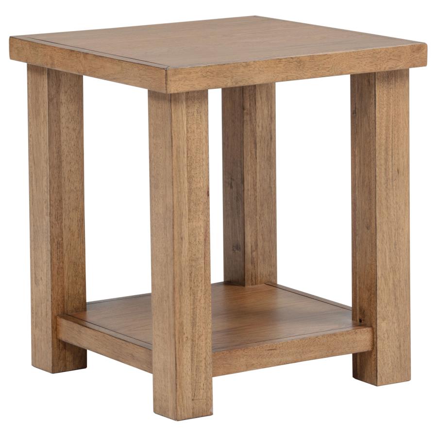 (image for) Beasley Square Wood End Side Table With Shelf Golden Oak