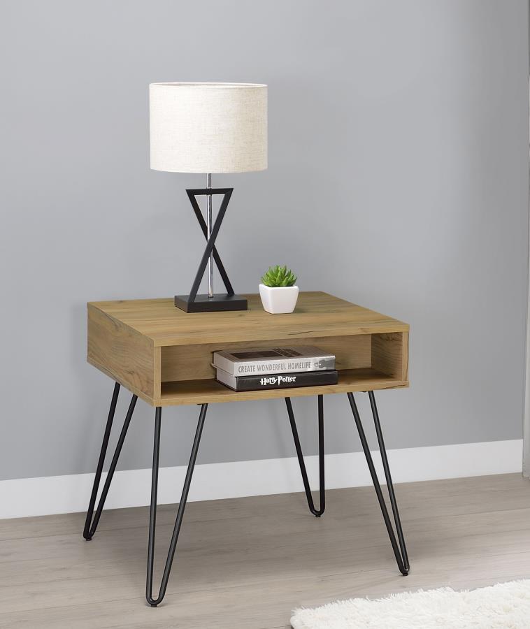 (image for) Fanning Engineered Wood Side End Table Golden Oak