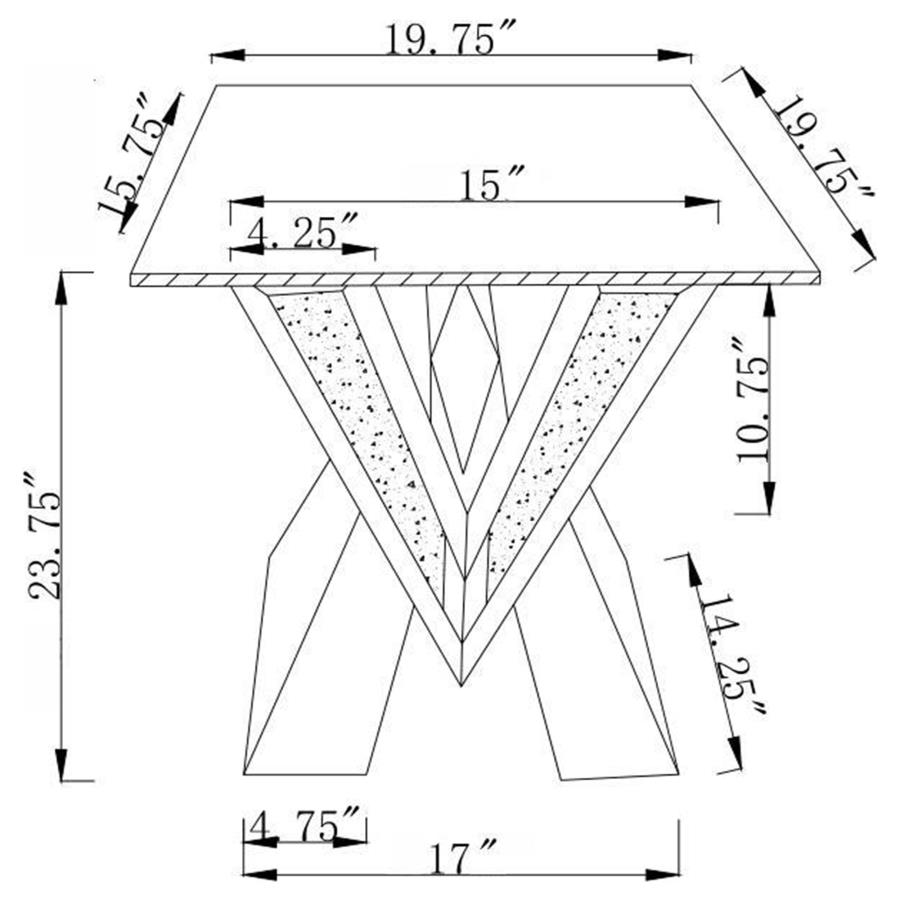 (image for) Taffeta Glass Top Mirrored Acrylic End Table Silver