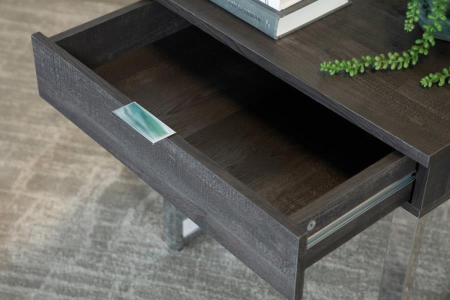 (image for) Aldine Square 1-drawer Side End Table Dark Charcoal