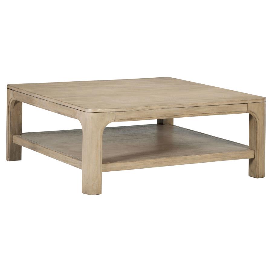 (image for) Solano Square Wood Cocktail Coffee Table Weathered Mango