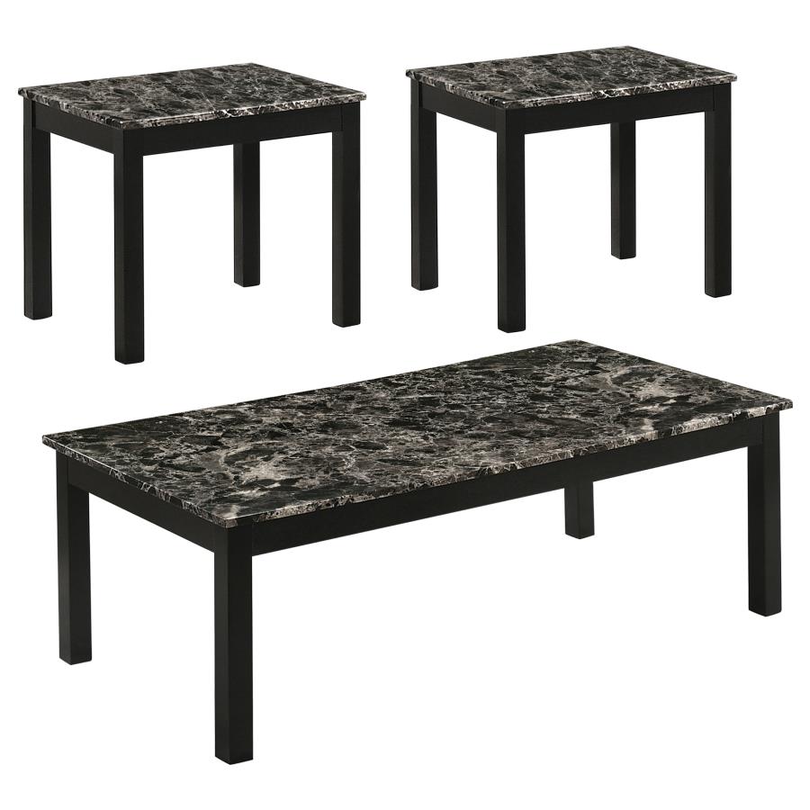 (image for) Bates 3-piece Faux Marble Top Coffee Table Set Black