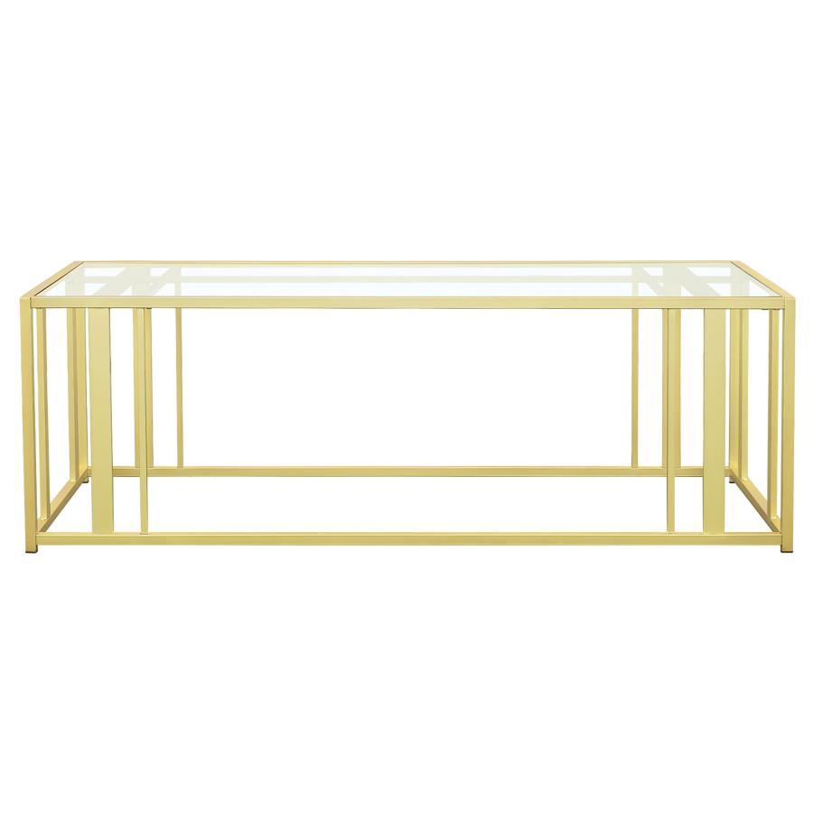 (image for) Adri Rectangular Glass Top Coffee Table Matte Brass