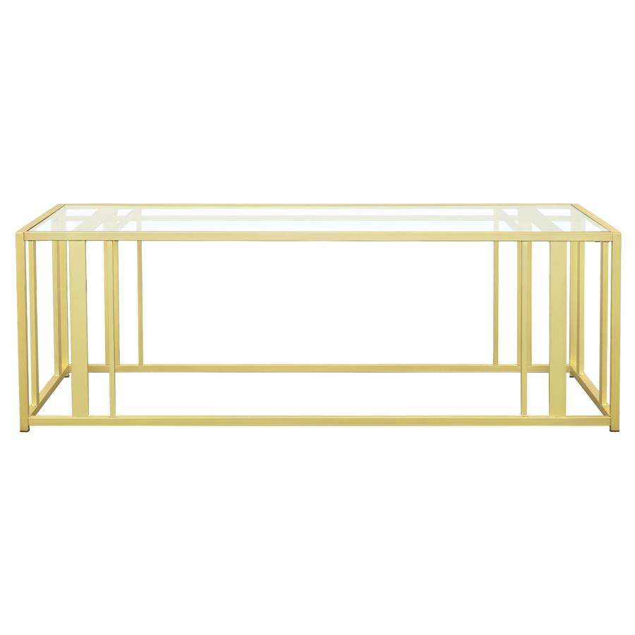 (image for) Adri Rectangular Glass Top Coffee Table Matte Brass