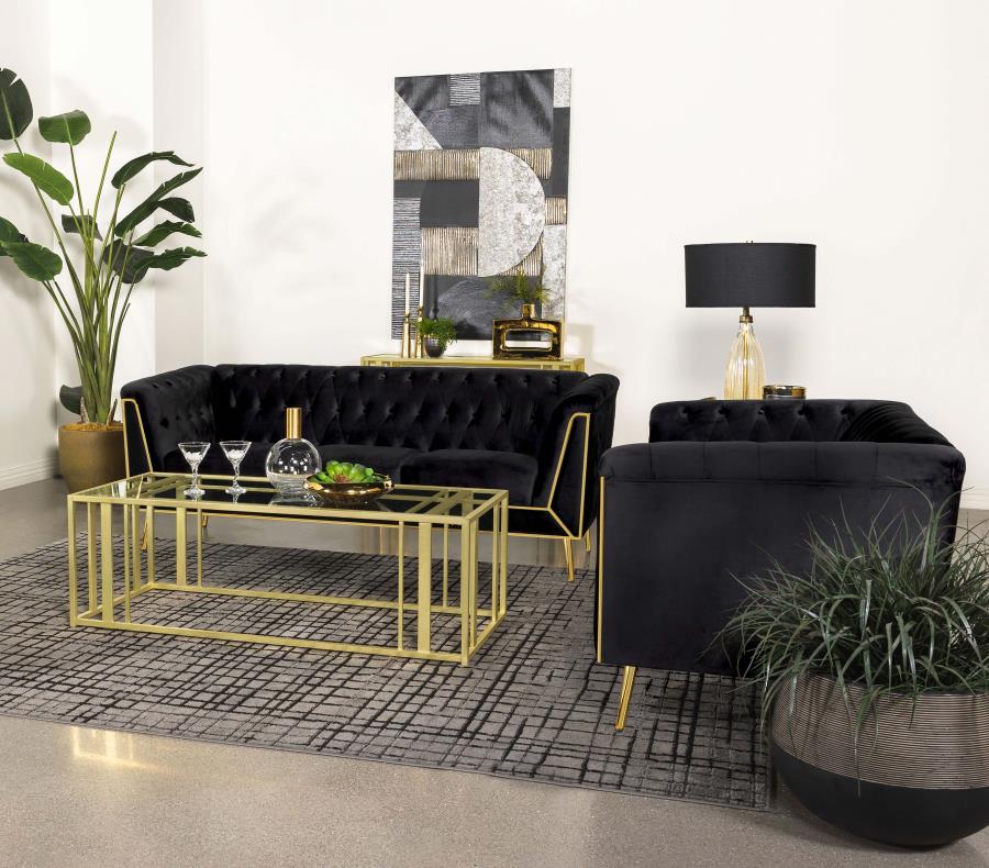 (image for) Adri Rectangular Glass Top Coffee Table Matte Brass