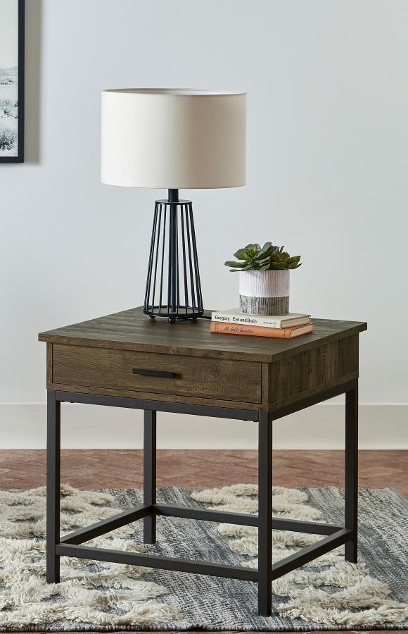 (image for) Byers 1-drawer Square Engineered Wood End Table Brown Oak