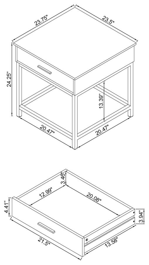 (image for) Byers 1-drawer Square Engineered Wood End Table Brown Oak