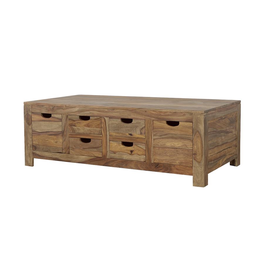 (image for) Esther 6-drawer Solid Wood Coffee Table Natural Sheesham