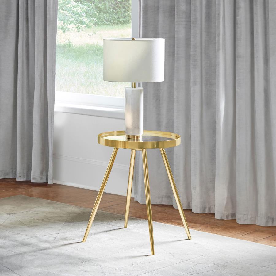 (image for) Kaelyn Round Mirror Top End Table Gold