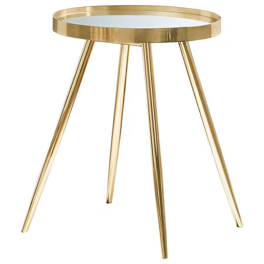 (image for) Kaelyn Round Mirror Top End Table Gold