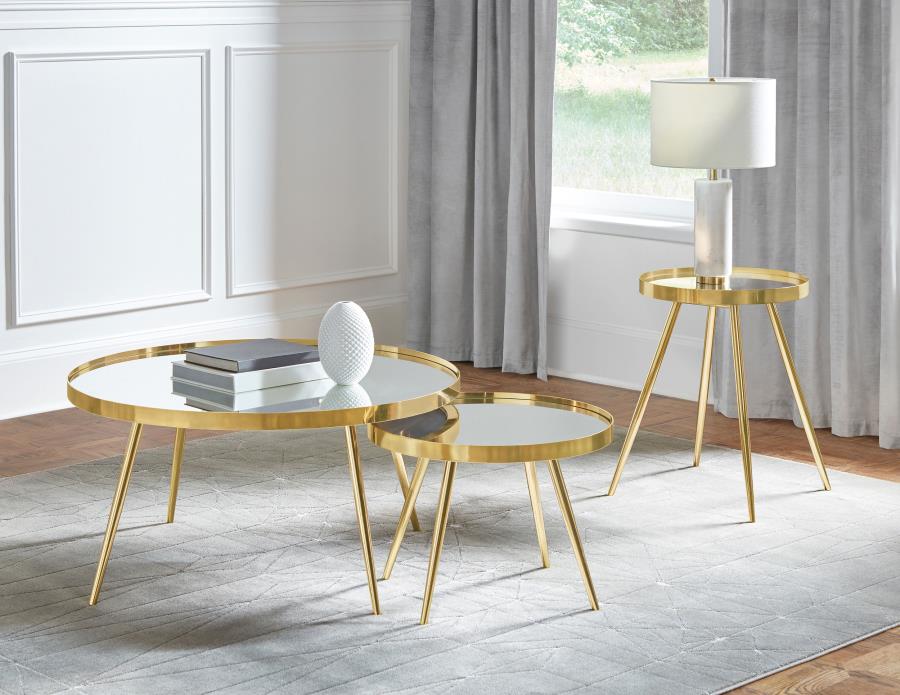 (image for) Kaelyn Round Mirror Top End Table Gold