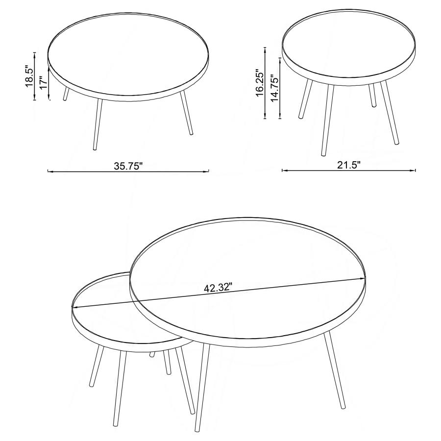 (image for) Kaelyn 2-piece Round Mirror Top Nesting Coffee Table Gold