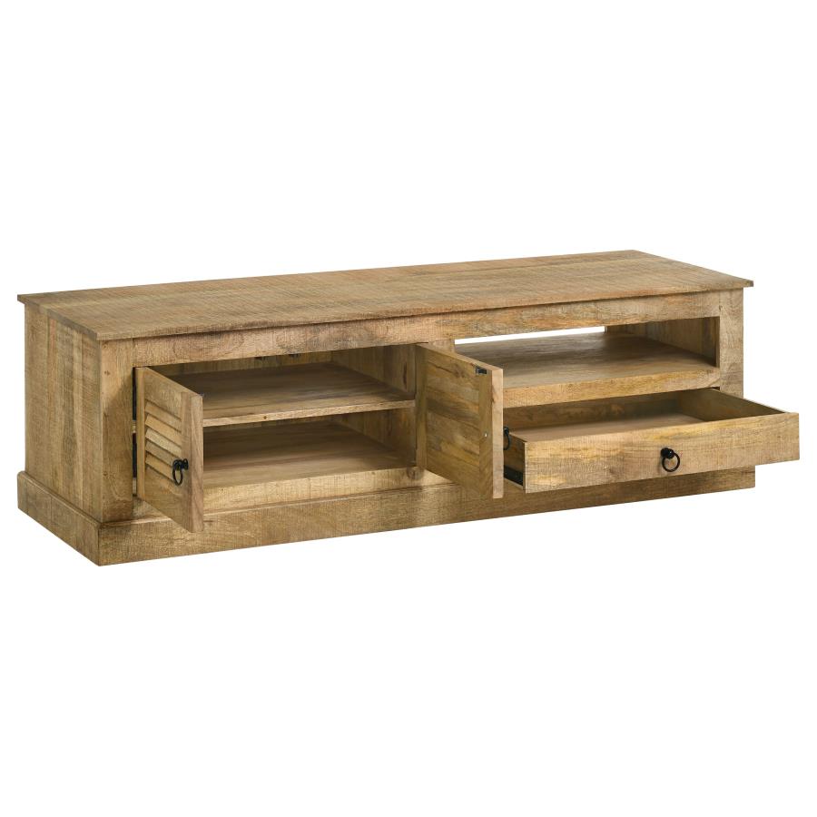 (image for) Zabel 2-door Solid Mango Wood 58" TV Stand Natural