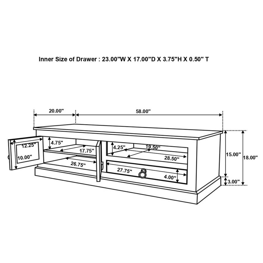 (image for) Zabel 2-door Solid Mango Wood 58" TV Stand Natural